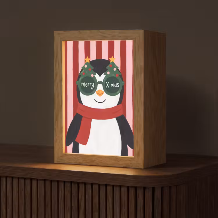 Gepersonaliseerd Lightbox - Pinguïn - Kerst - Illustratie — 1