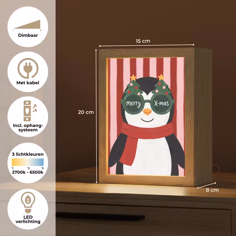 Gepersonaliseerd Lightbox - Pinguïn - Kerst - Illustratie — 7