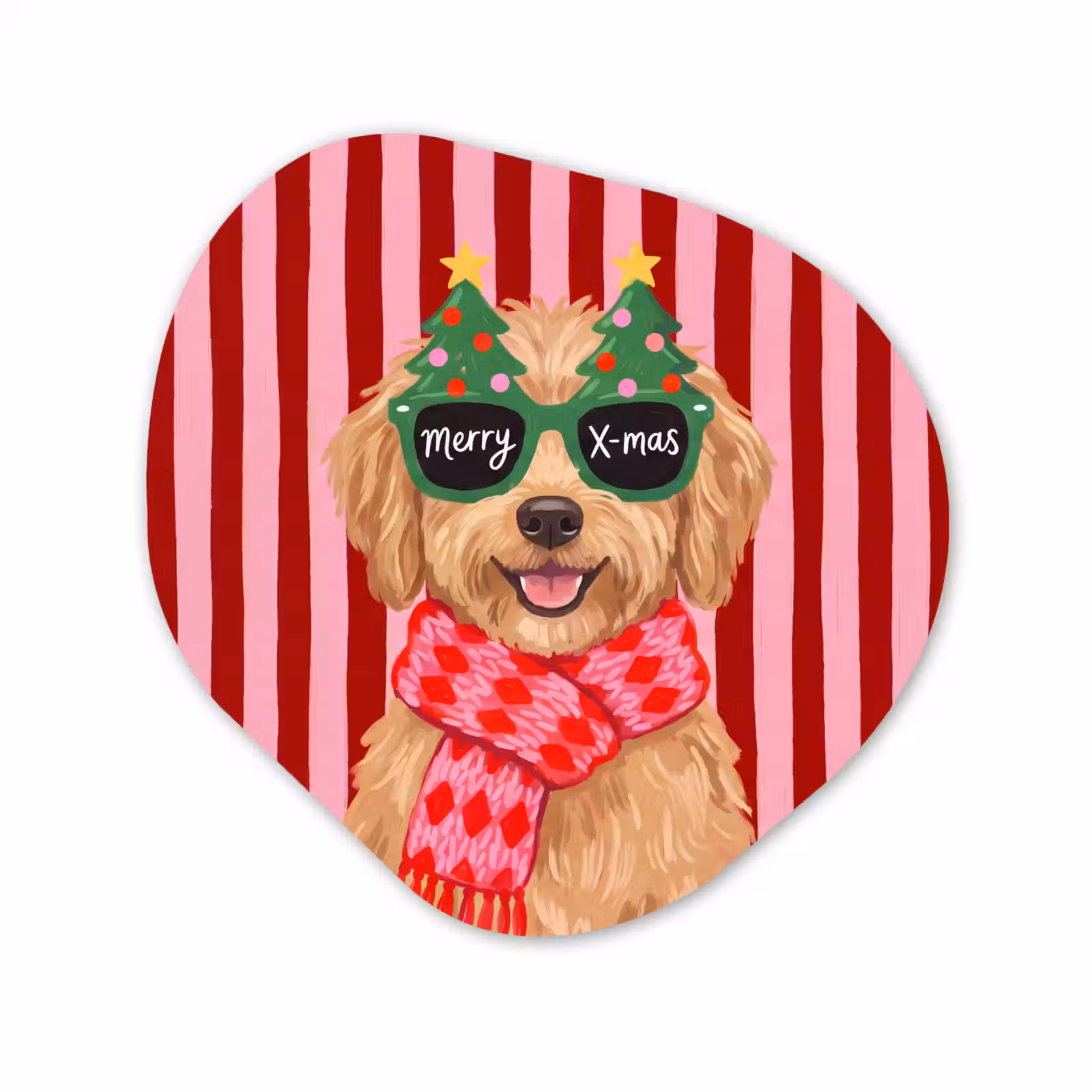 Organisch schilderij aluminium - Hond - Kerst - Rood — 1