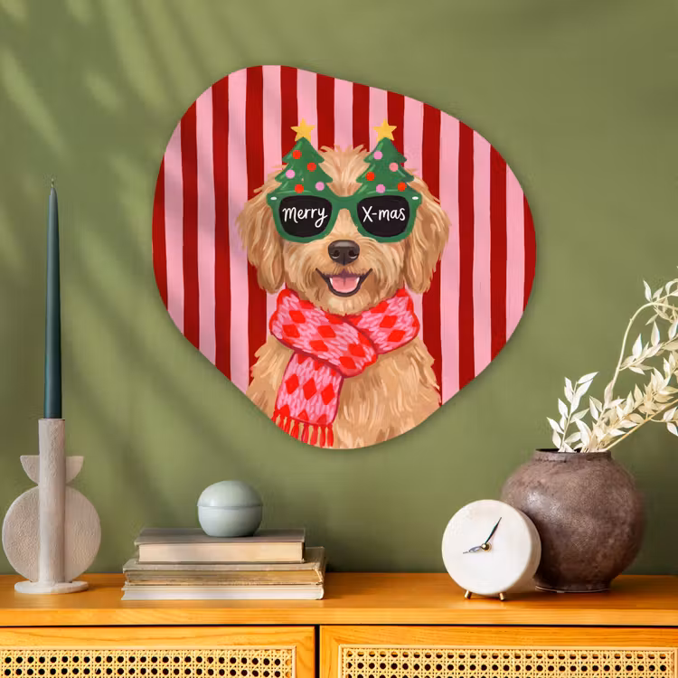 Organisch schilderij aluminium - Hond - Kerst - Rood — 2