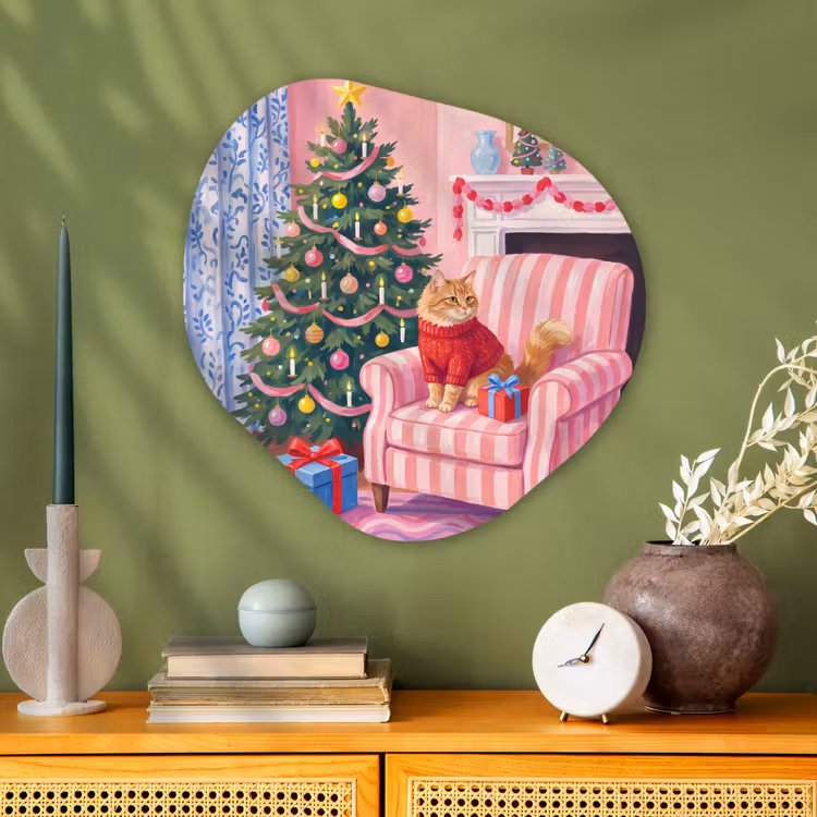 Organisch schilderij aluminium - Kat - Kerst - Interieur — 2