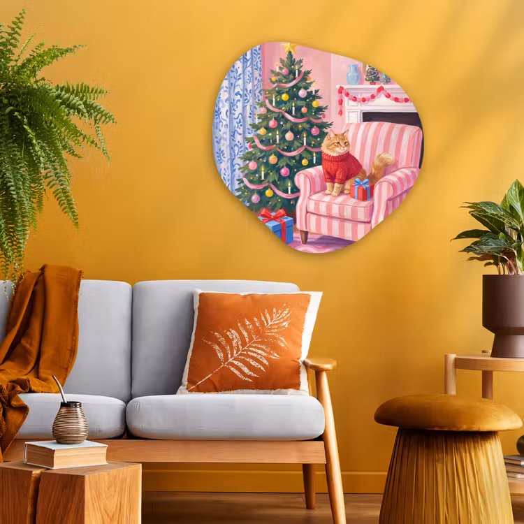 Organisch schilderij aluminium - Kat - Kerst - Interieur — 3