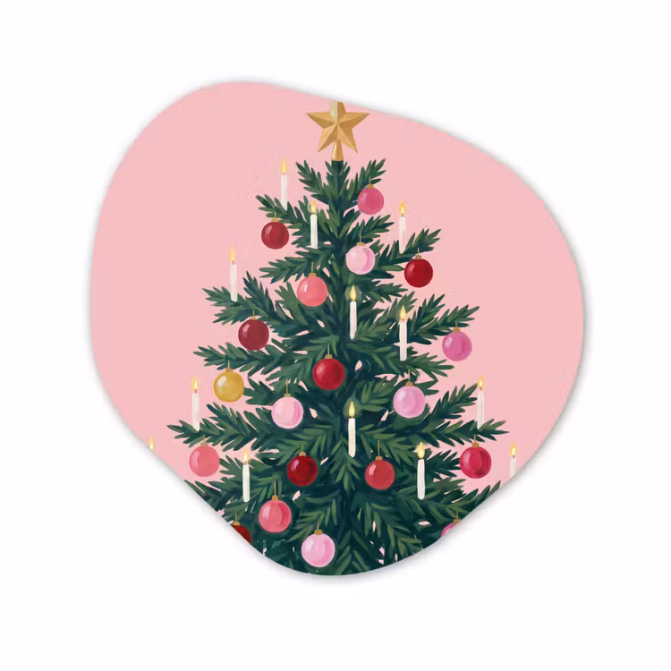 Organisch schilderij aluminium - Kerstboom - Kerst - Roze — 1