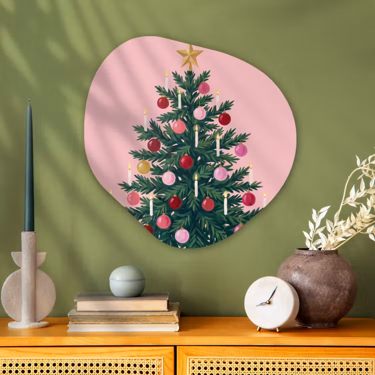 Organisch schilderij aluminium - Kerstboom - Kerst - Roze — 2