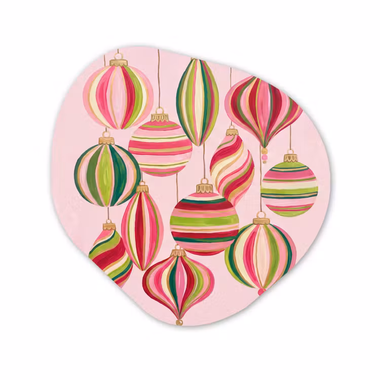 Organisch schilderij aluminium - Kerstversiering - Gestreept - Roze — 1