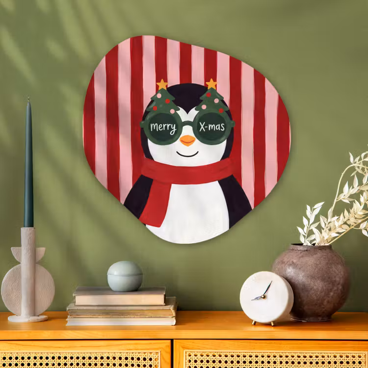 Organisch schilderij aluminium - Pinguïn - Kerst - Illustratie — 2
