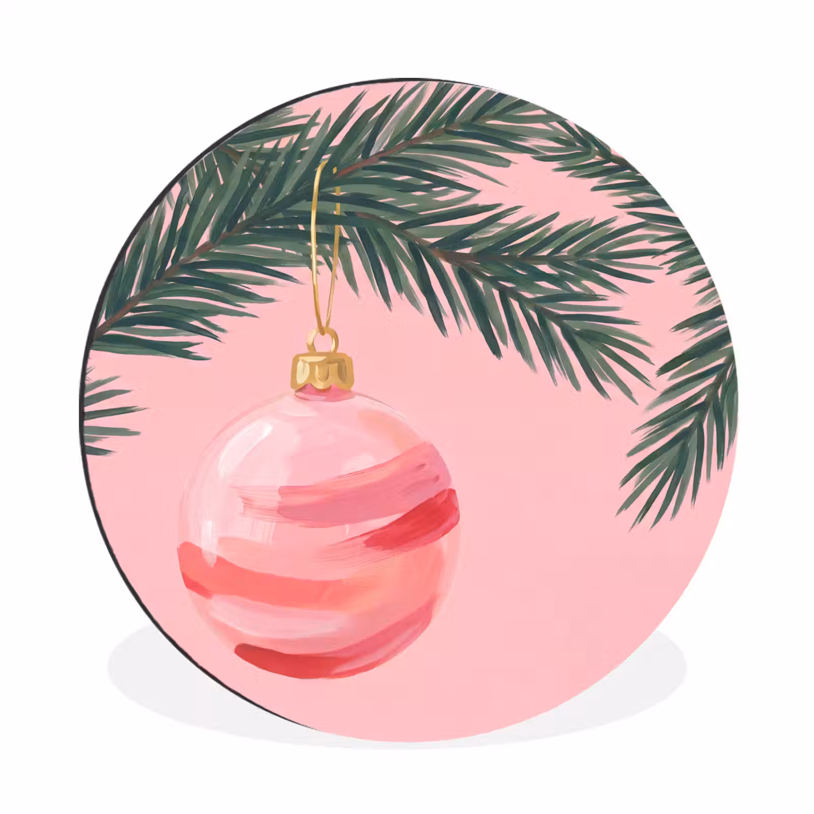Muurcirkel aluminium - Kerstbal - Roze - Kerst — 1