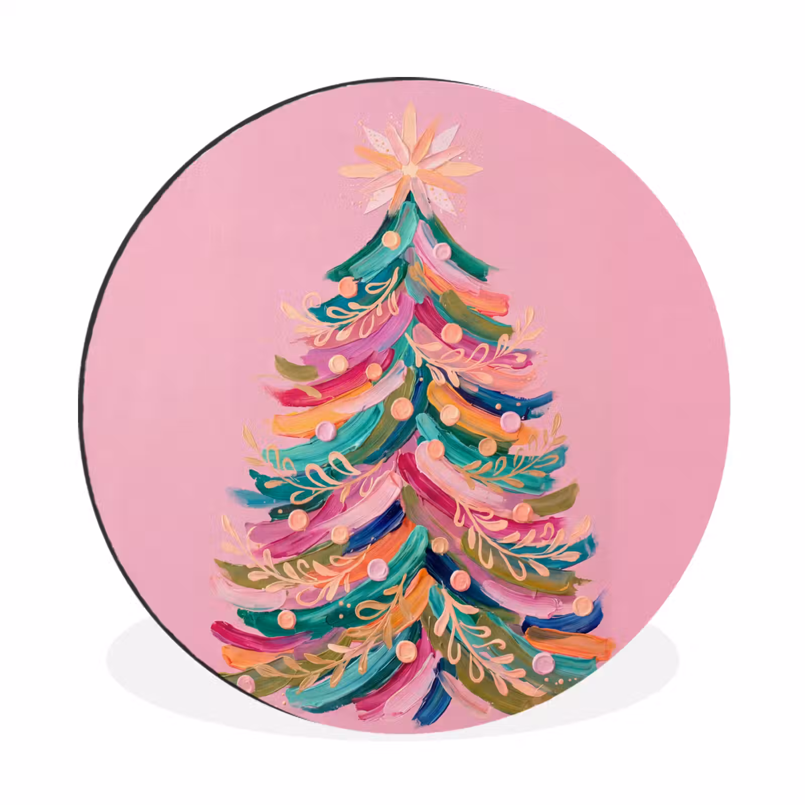Muurcirkel aluminium - Kerstboom - Abstract - Kleurrijk — 1