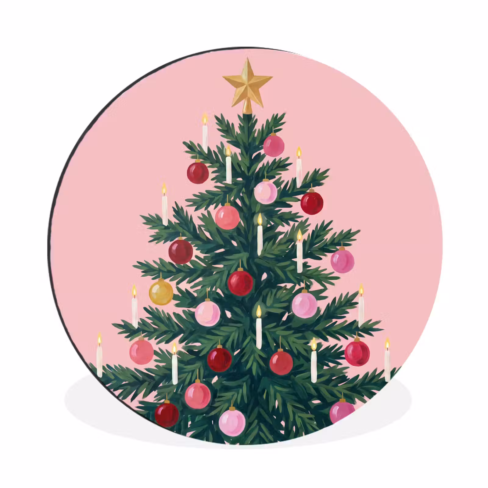 Muurcirkel aluminium - Kerstboom - Kerst - Roze — 1
