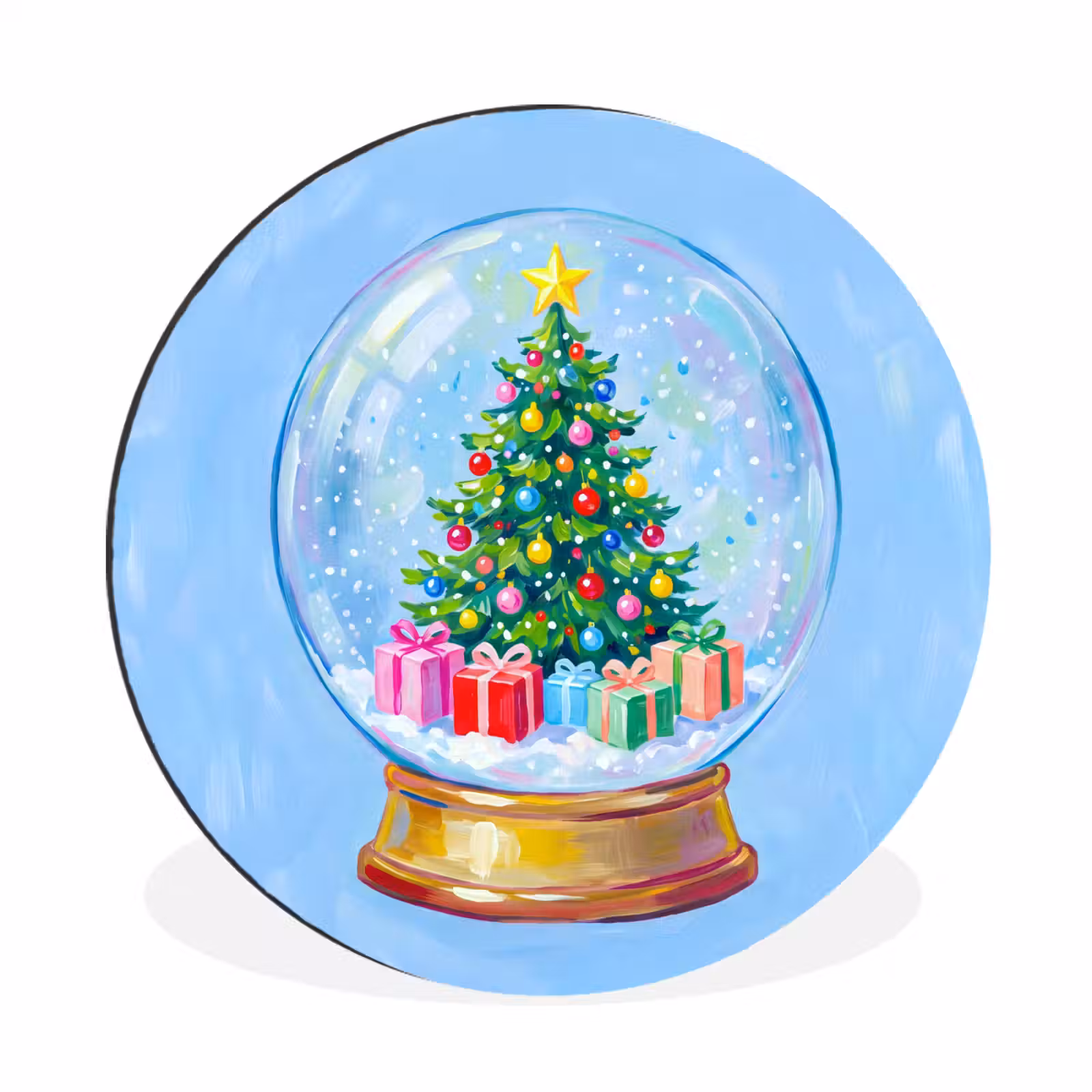 Muurcirkel aluminium - Sneeuwbol - Kerst - Cadeaus — 1