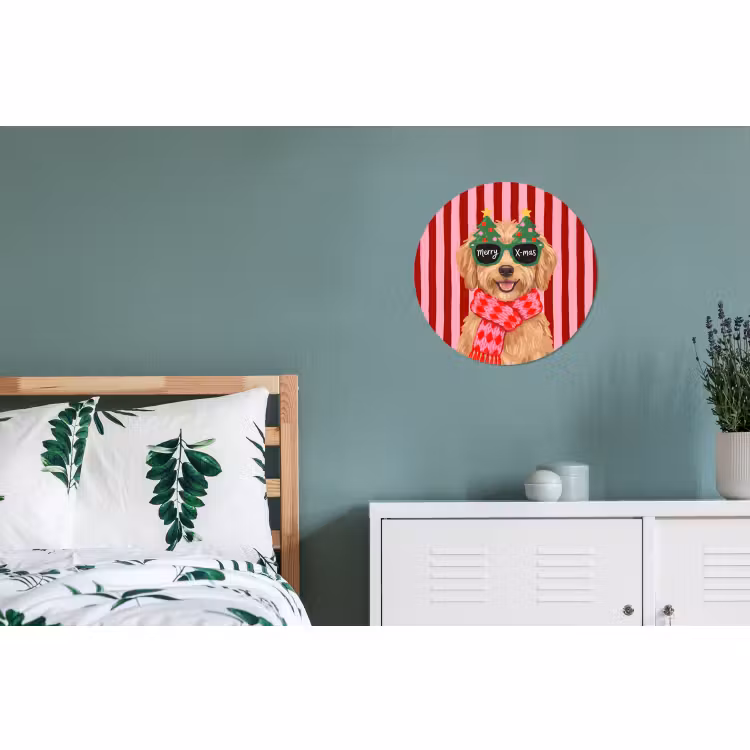 Muurcirkel aluminium - Hond - Kerst - Rood — 4