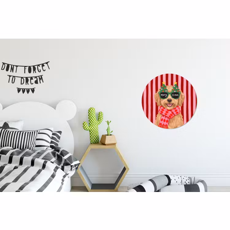 Muurcirkel aluminium - Hond - Kerst - Rood — 5