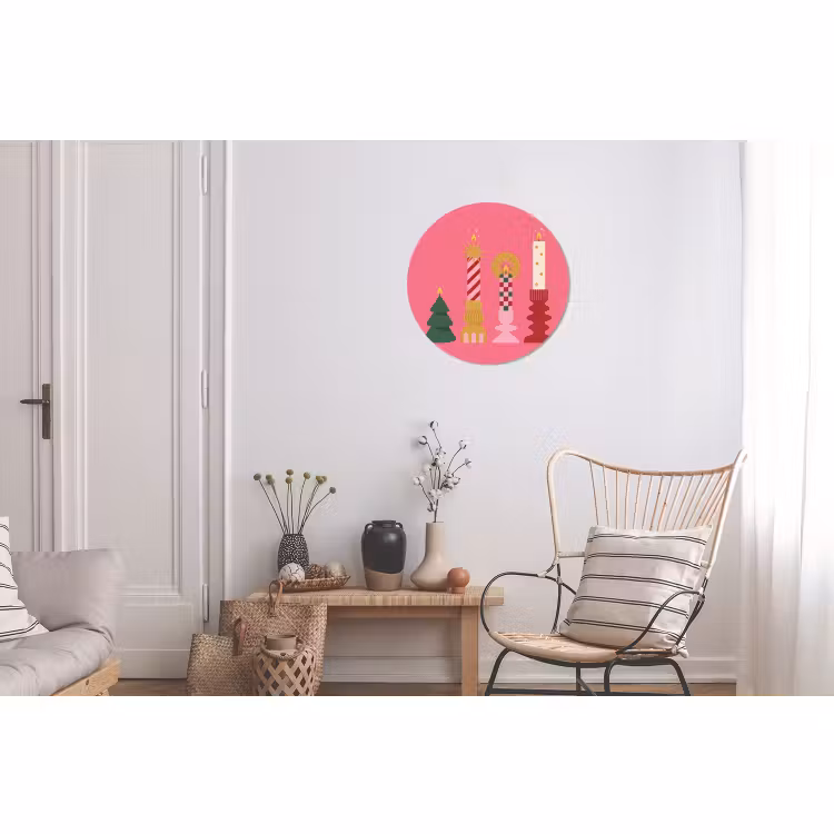 Muurcirkel aluminium - Kaarsen - Feest - Roze — 2