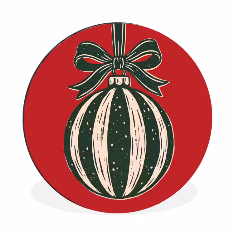 Muurcirkel aluminium - Kerstbal - Kerst - Rood — 1