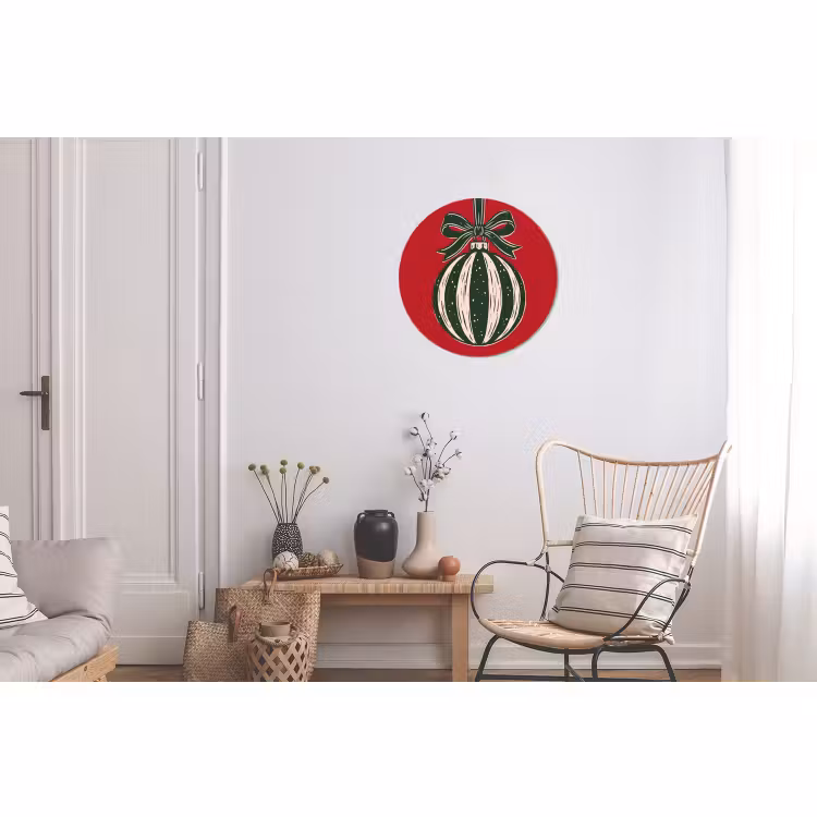 Muurcirkel aluminium - Kerstbal - Kerst - Rood — 2