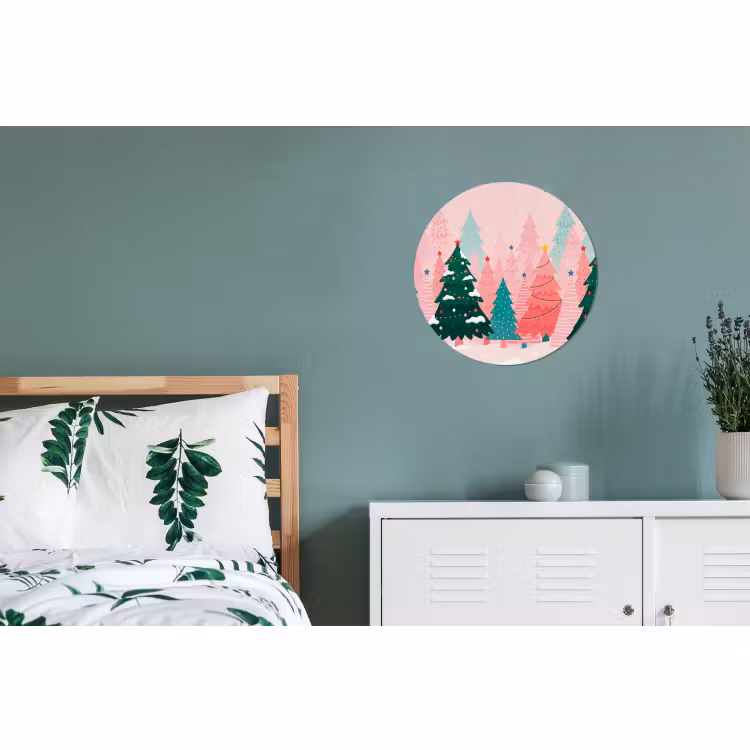Muurcirkel aluminium - Kerstbomen - Illustratie - Roze — 4