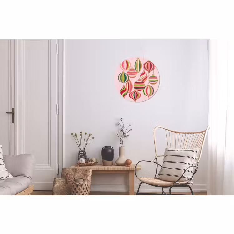 Muurcirkel aluminium - Kerstversiering - Gestreept - Roze — 2