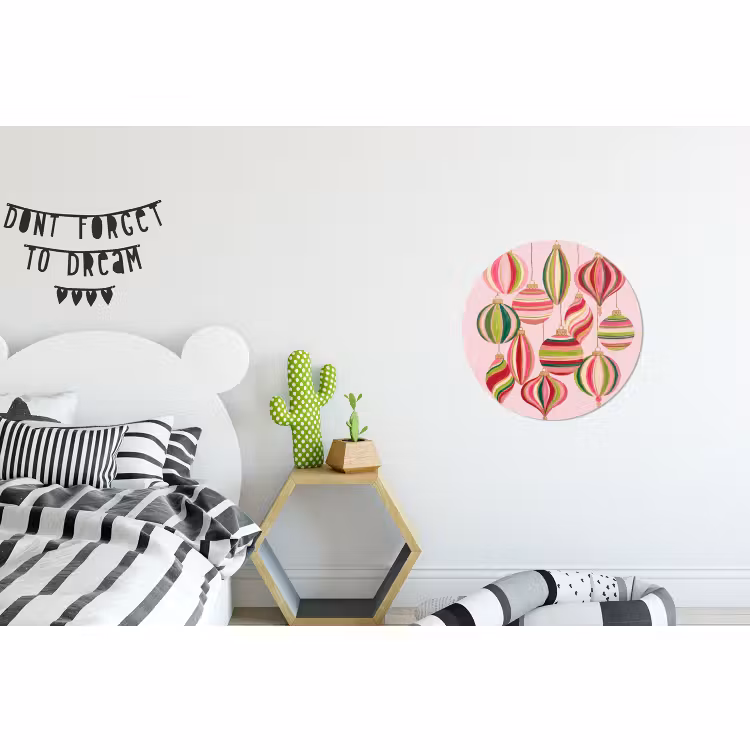 Muurcirkel aluminium - Kerstversiering - Gestreept - Roze — 5