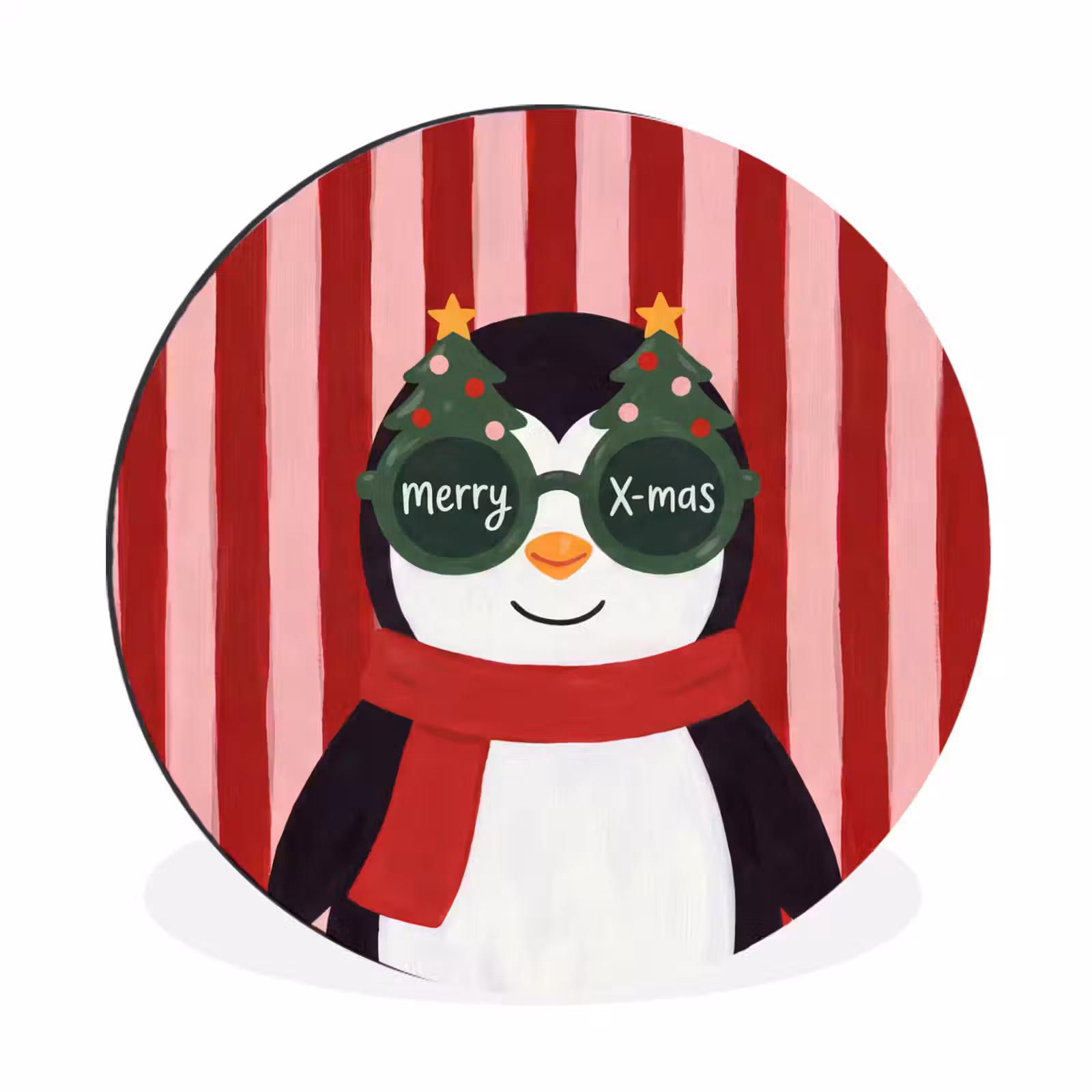 Muurcirkel aluminium - Pinguïn - Kerst - Illustratie — 1