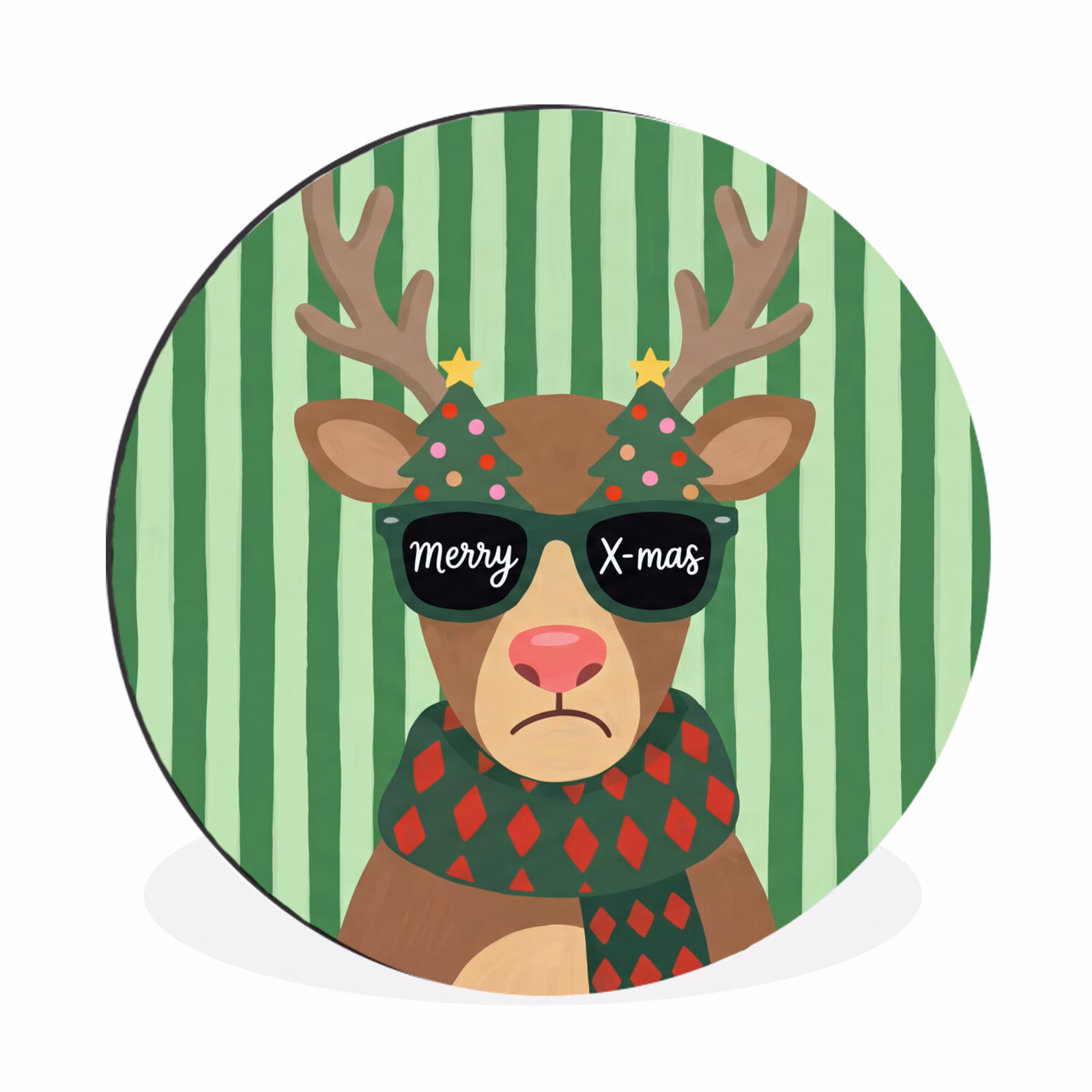 Muurcirkel aluminium - Rendier - Kerst - Illustratie — 1