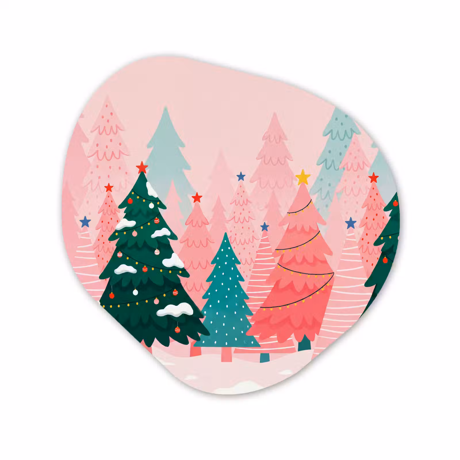Organisch schilderij forex - Kerstbomen - Illustratie - Roze — 1