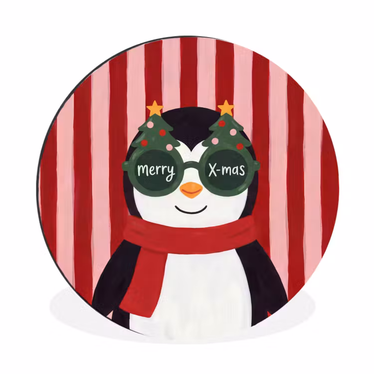 Muurcirkel aluminium - Pinguïn - Kerst - Illustratie — 1