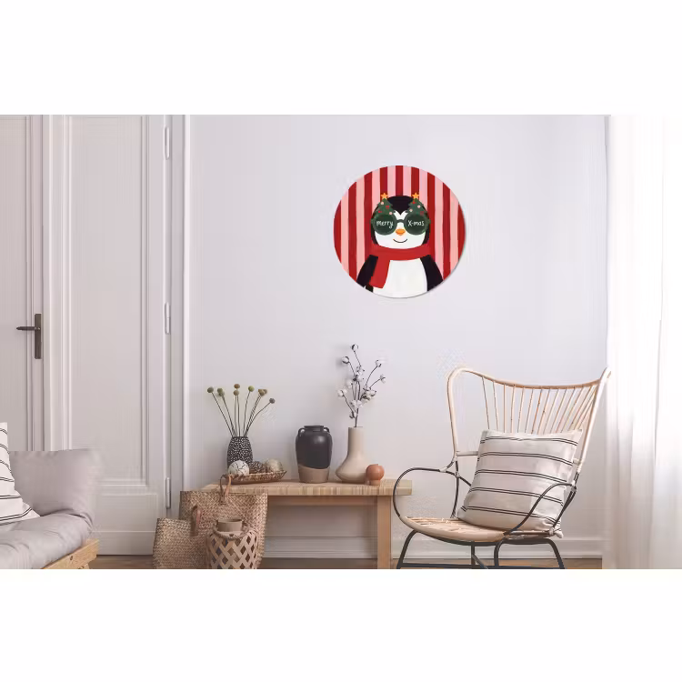 Muurcirkel aluminium - Pinguïn - Kerst - Illustratie — 2