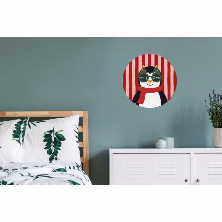 Muurcirkel aluminium - Pinguïn - Kerst - Illustratie — 4