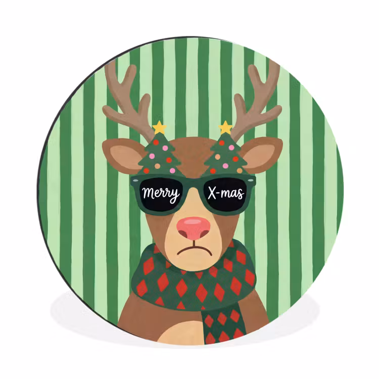 Muurcirkel aluminium - Rendier - Kerst - Illustratie — 1