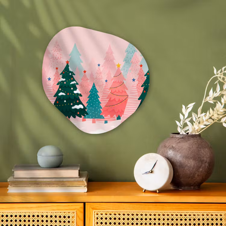 Organisch schilderij forex - Kerstbomen - Illustratie - Roze — 2