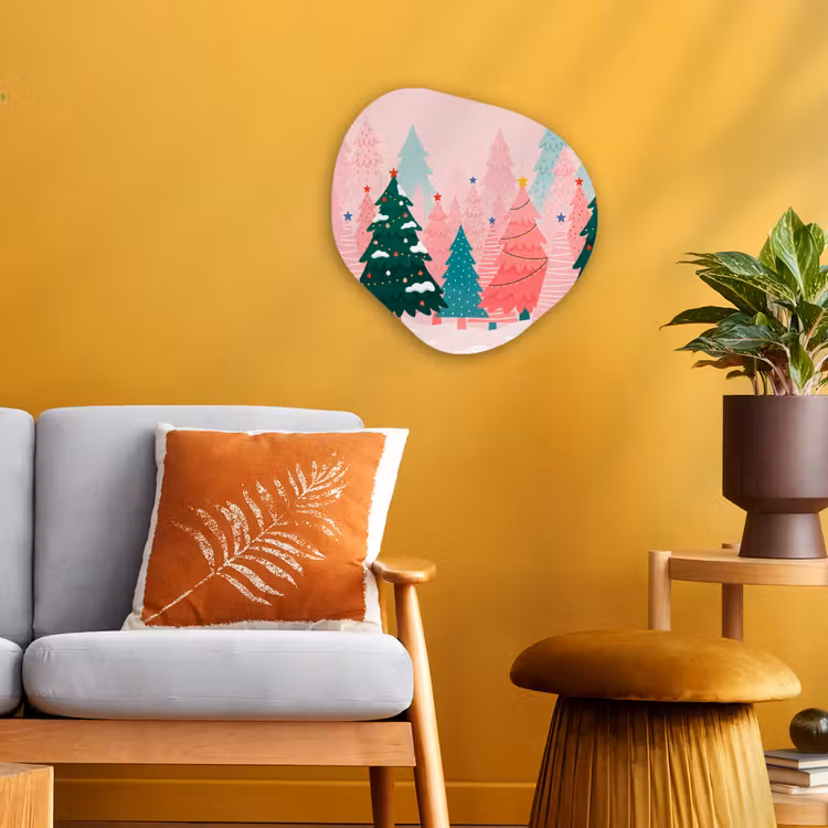 Organisch schilderij forex - Kerstbomen - Illustratie - Roze — 3