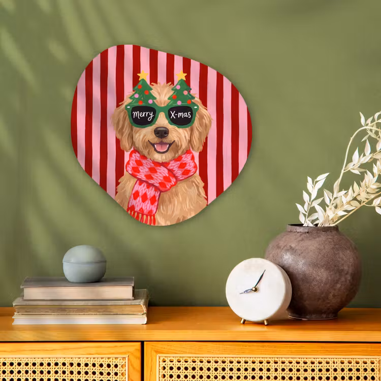 Organisch schilderij forex - Hond - Kerst - Rood — 2