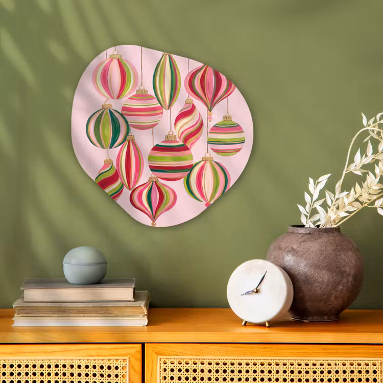 Organisch schilderij forex - Kerstversiering - Gestreept - Roze — 2