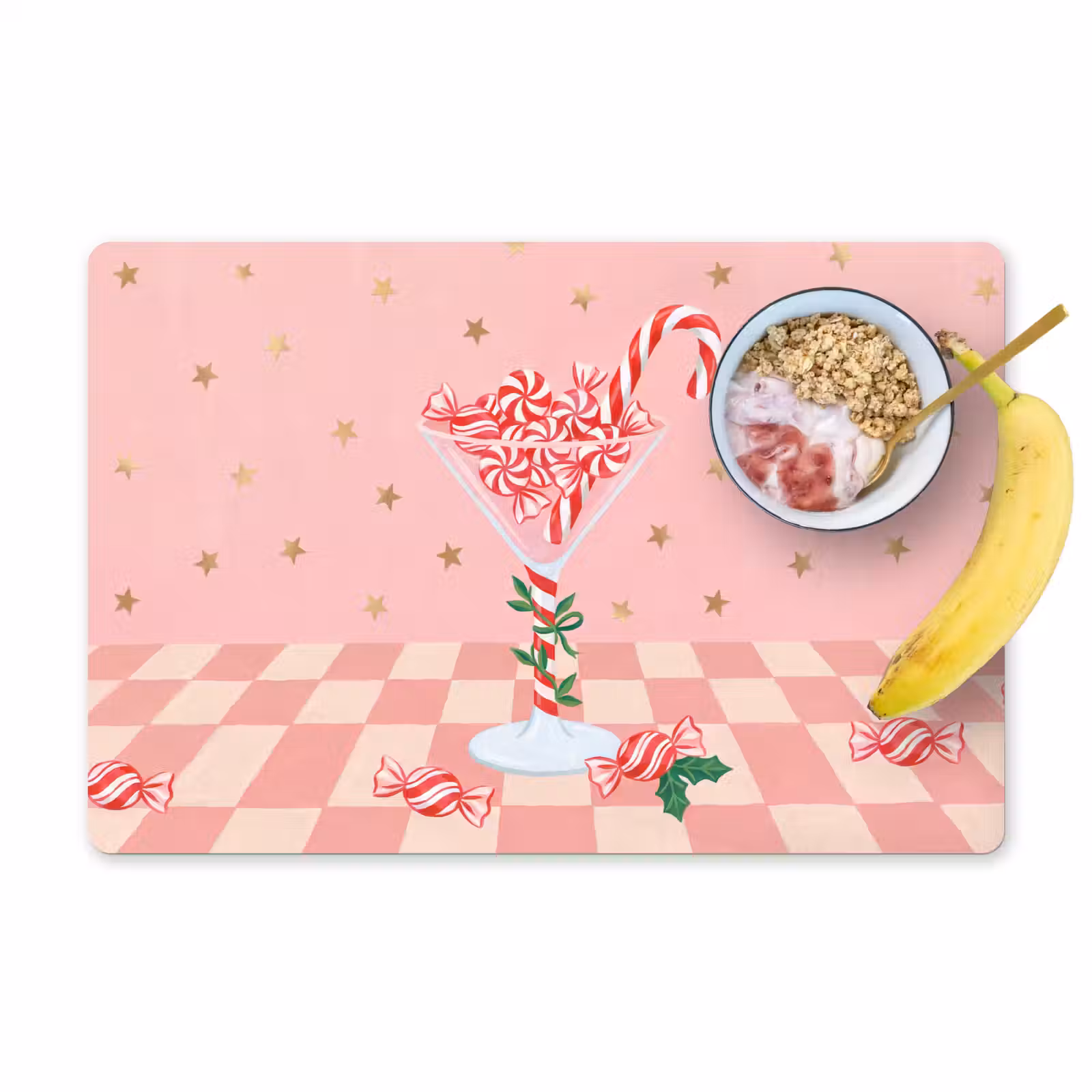Placemat - 6 stuks - Snoep - Glas - Roze — 1