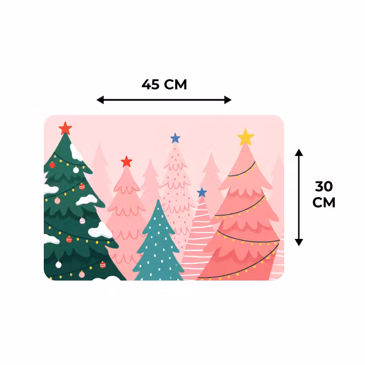 Placemat - 6 stuks - Kerstbomen - Illustratie - Roze — 3