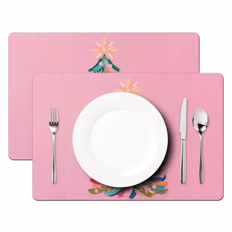 Placemat - 6 stuks - Kerstboom - Abstract - Kleurrijk — 2
