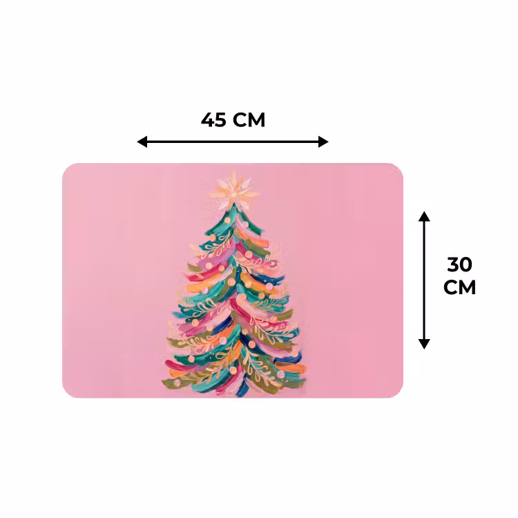 Placemat - 6 stuks - Kerstboom - Abstract - Kleurrijk — 3
