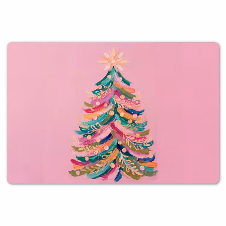 Placemat - 6 stuks - Kerstboom - Abstract - Kleurrijk — 7