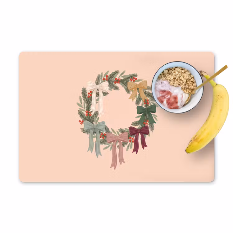 Placemat - 6 stuks - Kerstkrans - Strikken - Kerst — 1