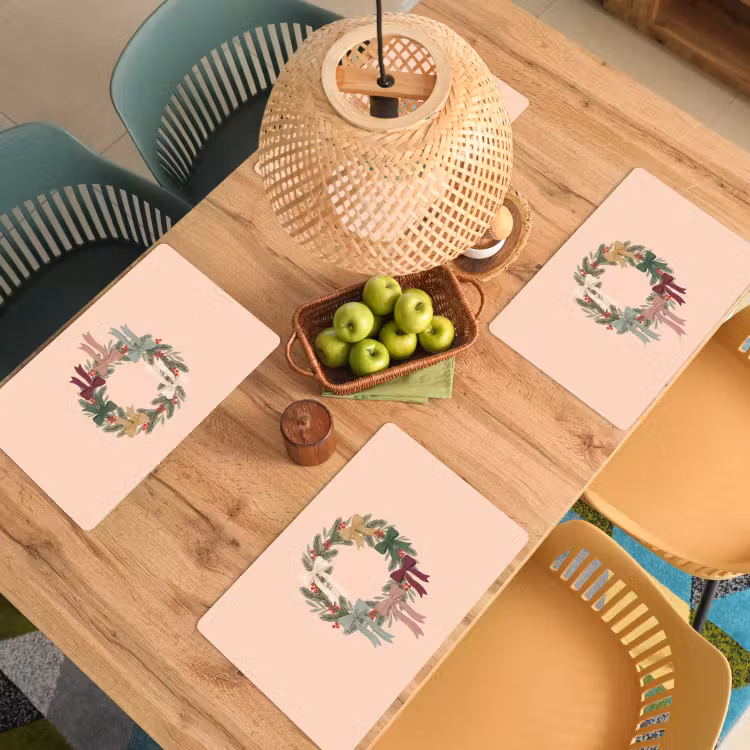 Placemat - 6 stuks - Kerstkrans - Strikken - Kerst — 6