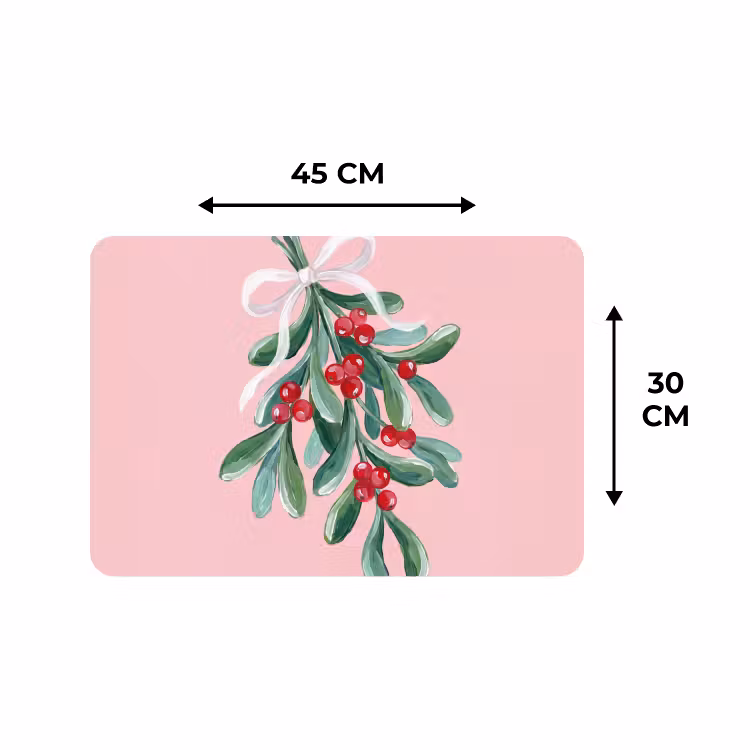 Placemat - 6 stuks - Plant - Kerst - Roze — 3
