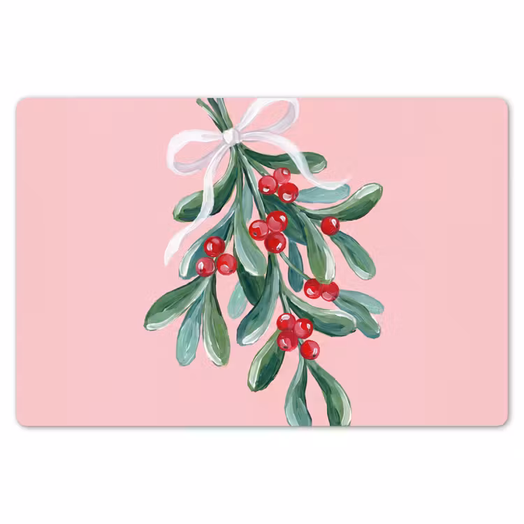Placemat - 6 stuks - Plant - Kerst - Roze — 7