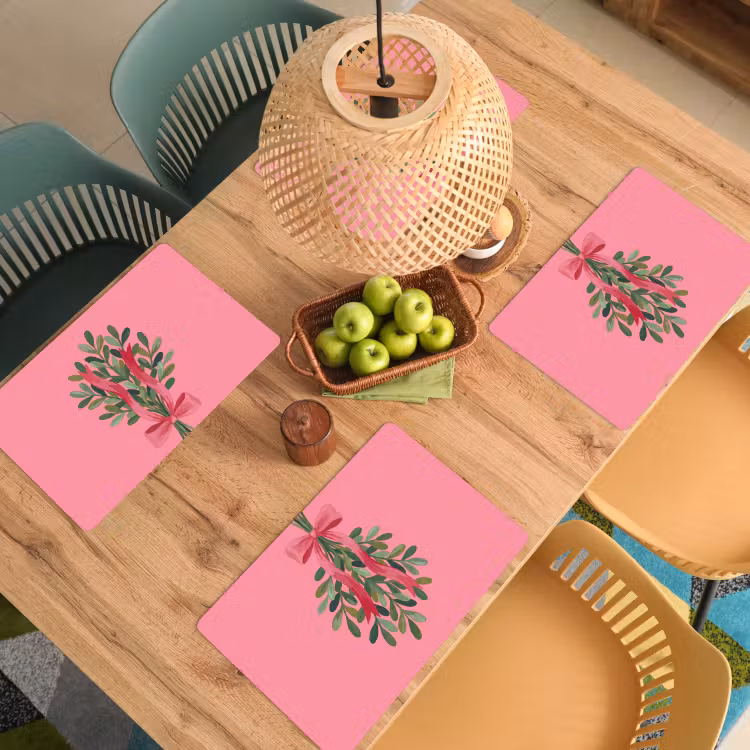 Placemat - 6 stuks - Plant - Lint - Roze — 6