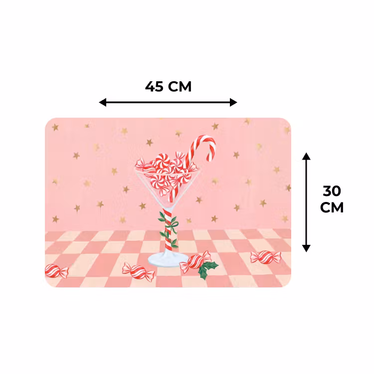 Placemat - 6 stuks - Snoep - Glas - Roze — 3