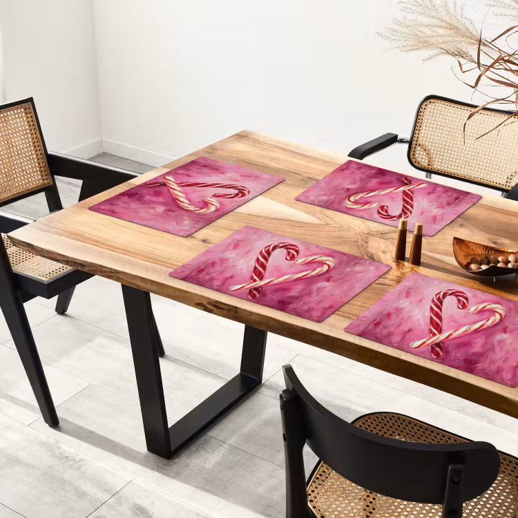 Placemat - 6 stuks - Snoep - Hart - Roze — 5