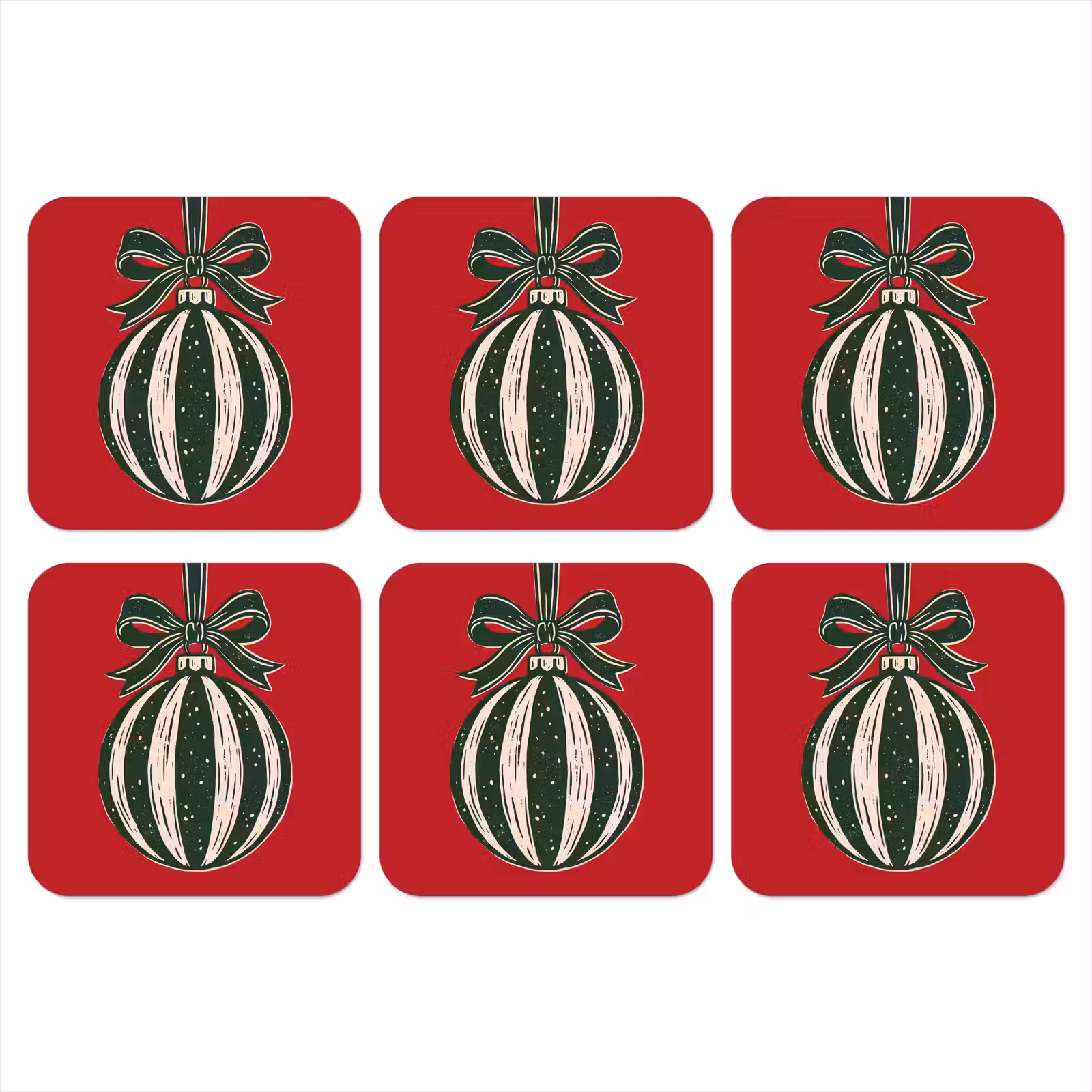 Onderzetter - Kerstbal - Kerst - Rood — 1