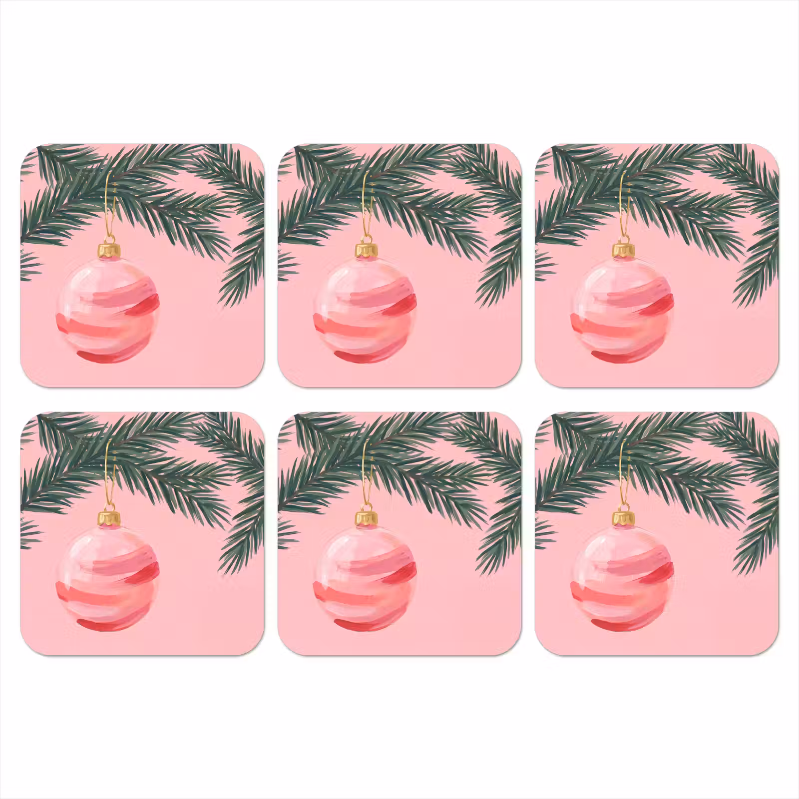 Onderzetter - Kerstbal - Roze - Kerst — 1