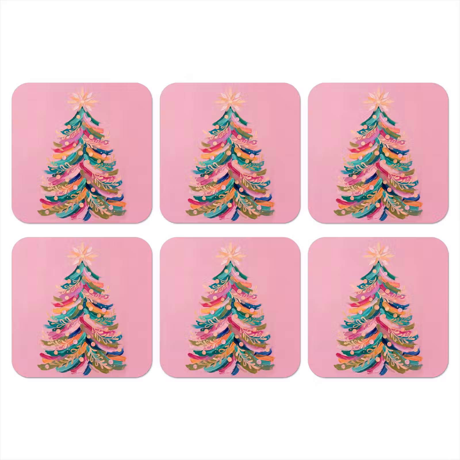 Onderzetter - Kerstboom - Abstract - Kleurrijk — 1