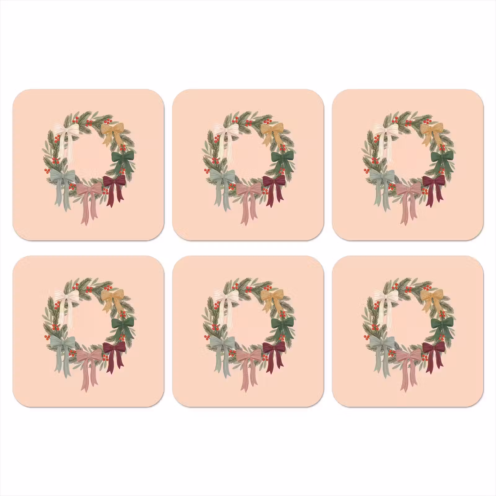 Onderzetter - Kerstkrans - Strikken - Kerst — 1
