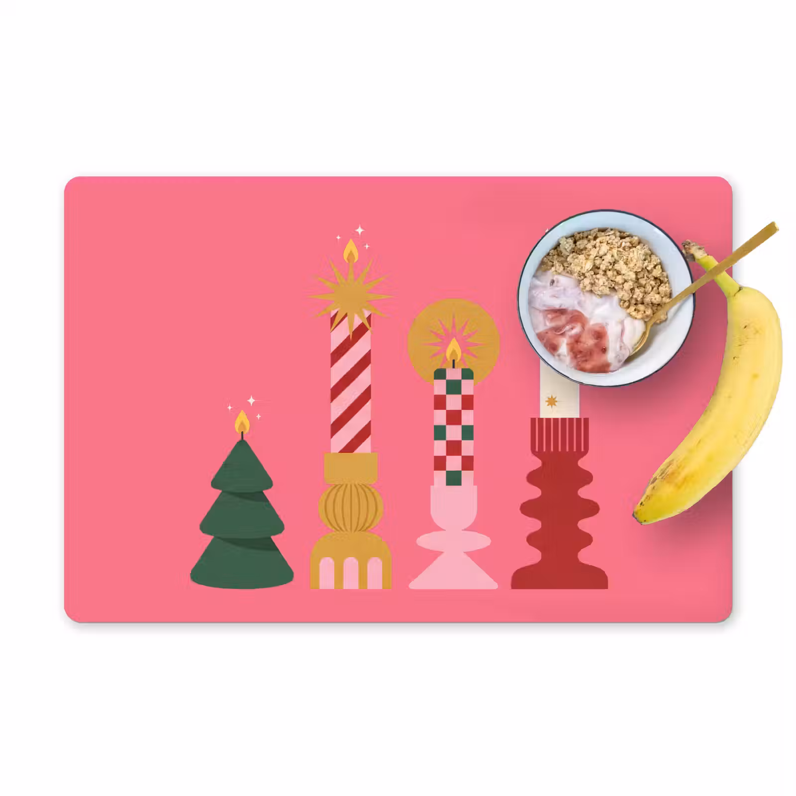Placemat - 6 stuks - Kaarsen - Feest - Roze — 1